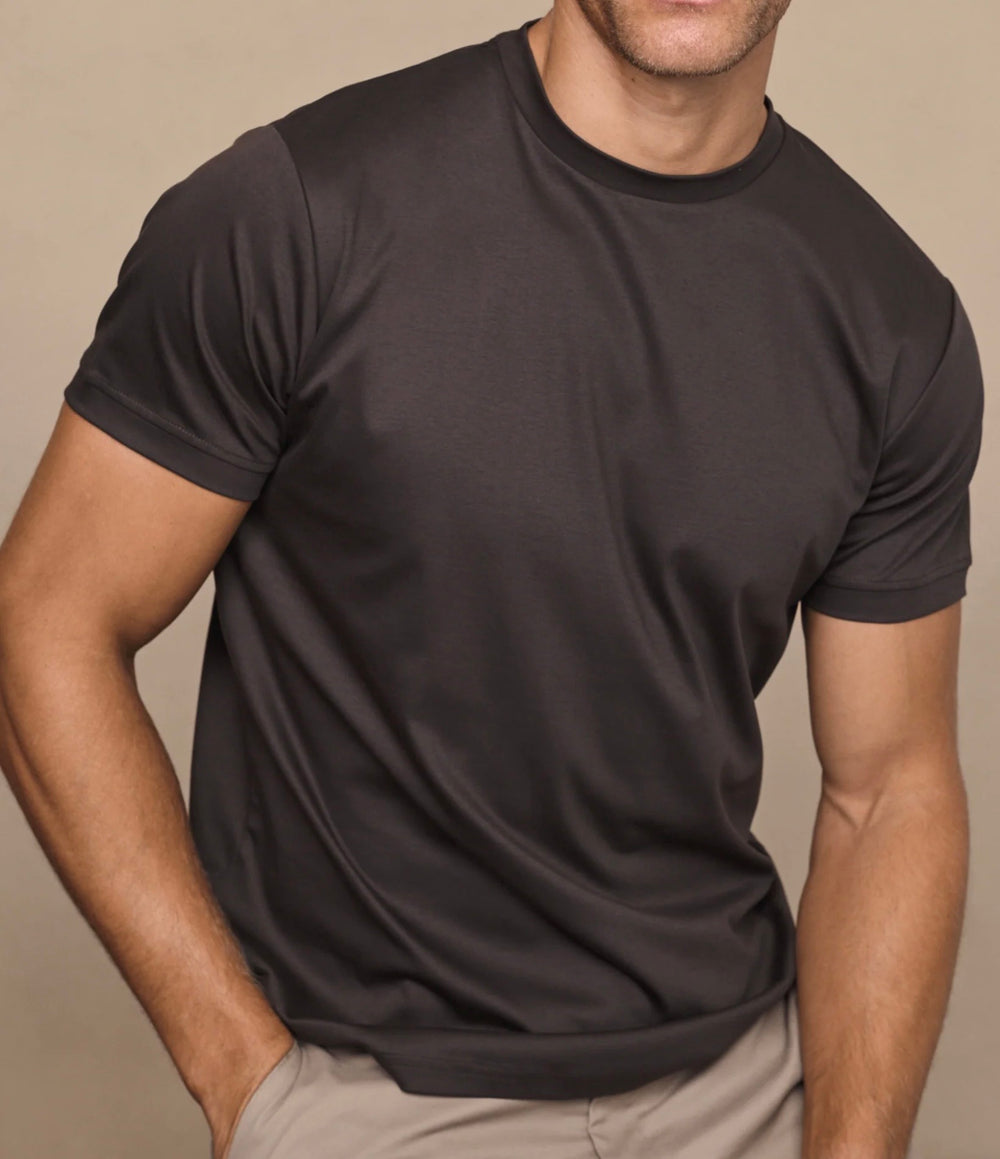 MERCERISED T-SHIRT - BROWN