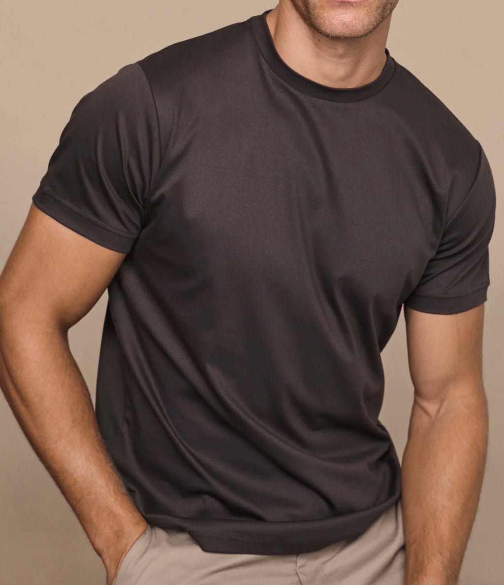 MERCERISED T-SHIRT - BROWN