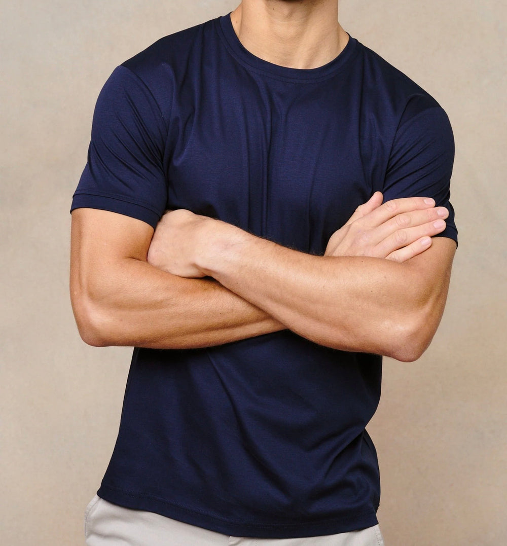 MERCERISED T-SHIRT - NAVY