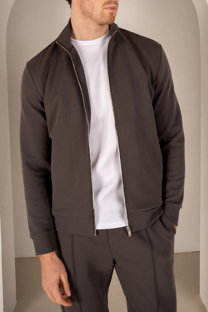 ZIP UP TRACKSUIT-BROWN