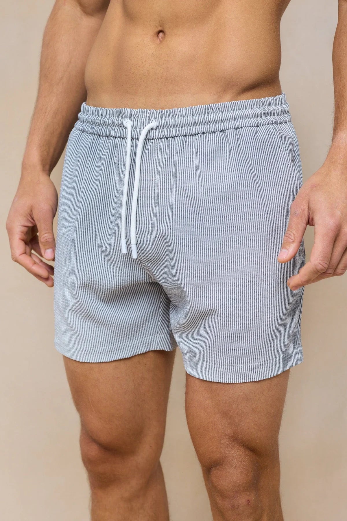 SEERSUCKER SWIM SHORT - BLUE/WHITE