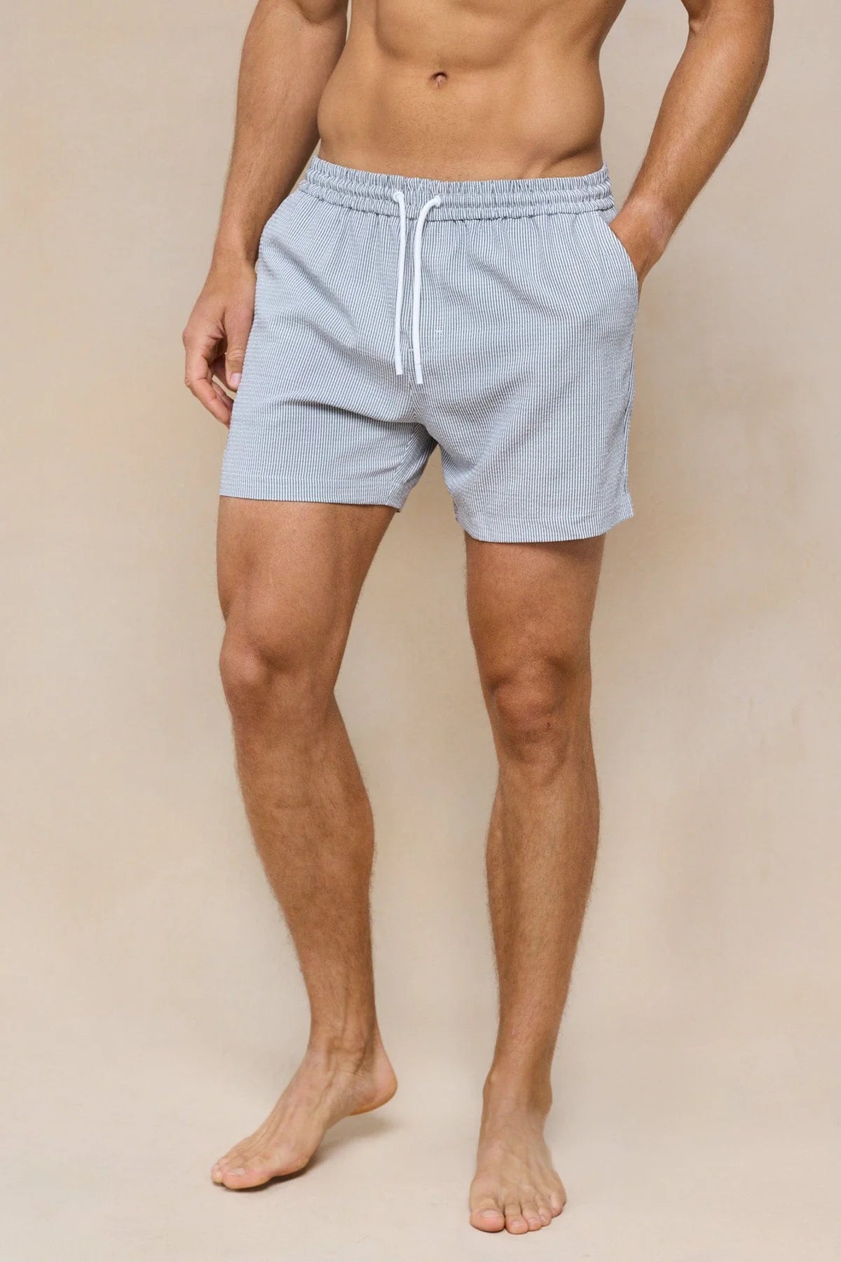 SEERSUCKER SWIM SHORT - BLUE/WHITE